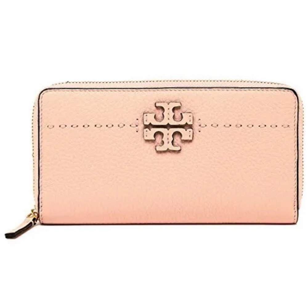 TORY BURCH MCGRAW ZIP CONTINENTAL WALLET PINK QUARTZ